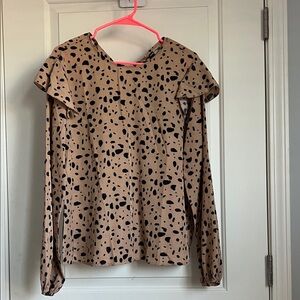 SHEIN Tan and Black Patterned Blouse